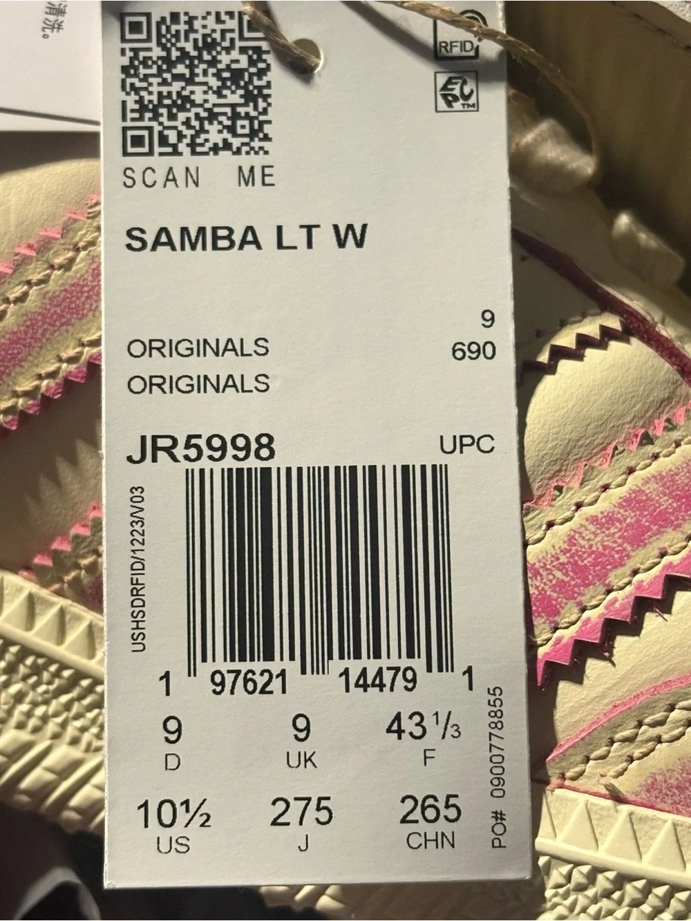 Adidas Women's Samba LT Size 10.5 Distressed Pack Cream White Shoes |JR5998|